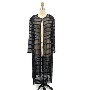 New Mark & John by Gopal Beaded Duster Womens 3X Black Rayon Jacket Sheer